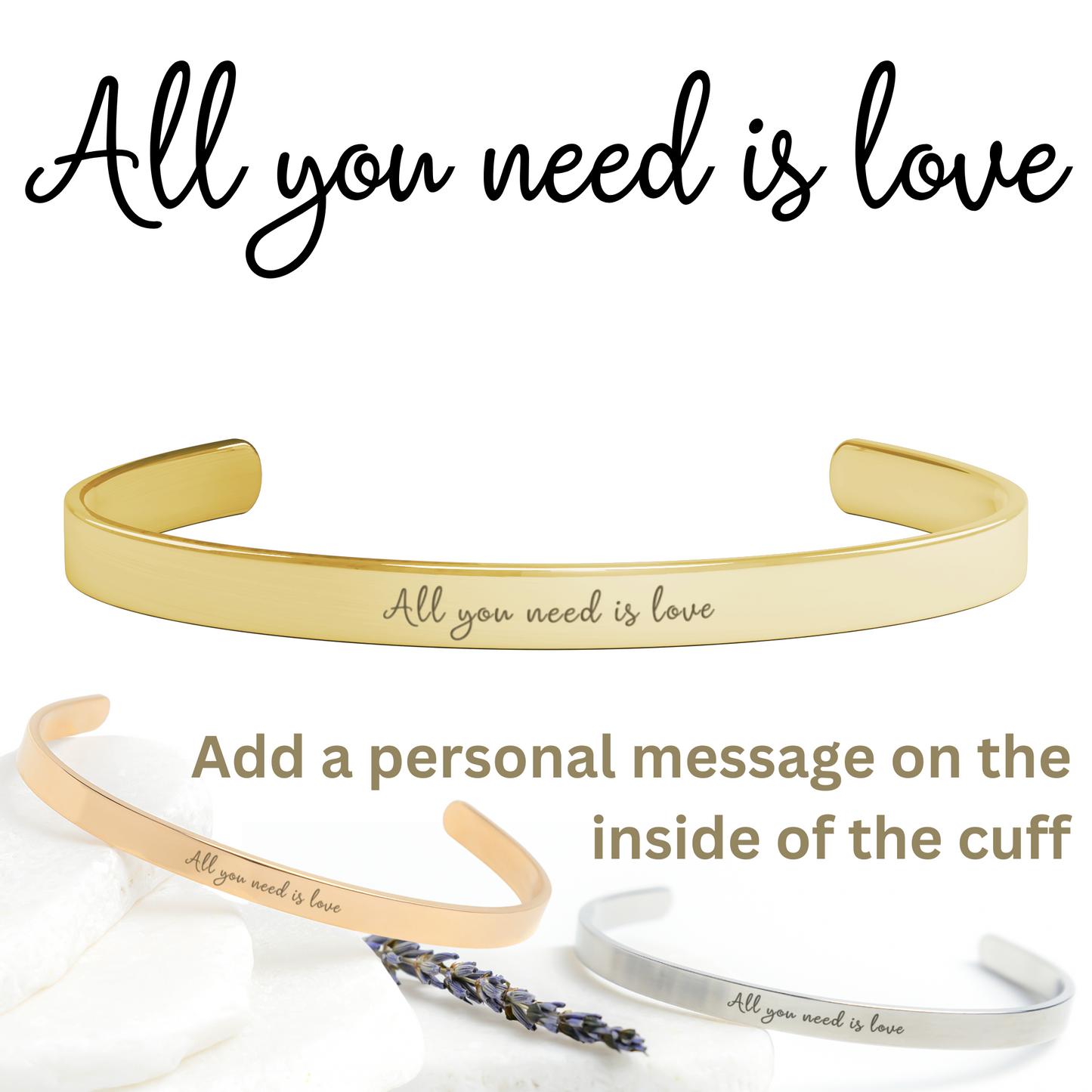 All You Need is Love - Personalizable Beatles Cuff Bracelet